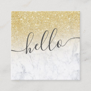 Modernes ChicgoldGlitter ombre weißer Marmor hallo Quadratische Visitenkarte