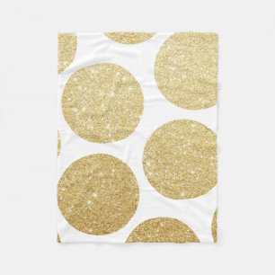 Modernes ChicgoldGlittereffektpolka-Punktmuster Fleecedecke
