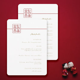 Modernes chinesisches Hochzeitsmenü mit doppeltem Einladung