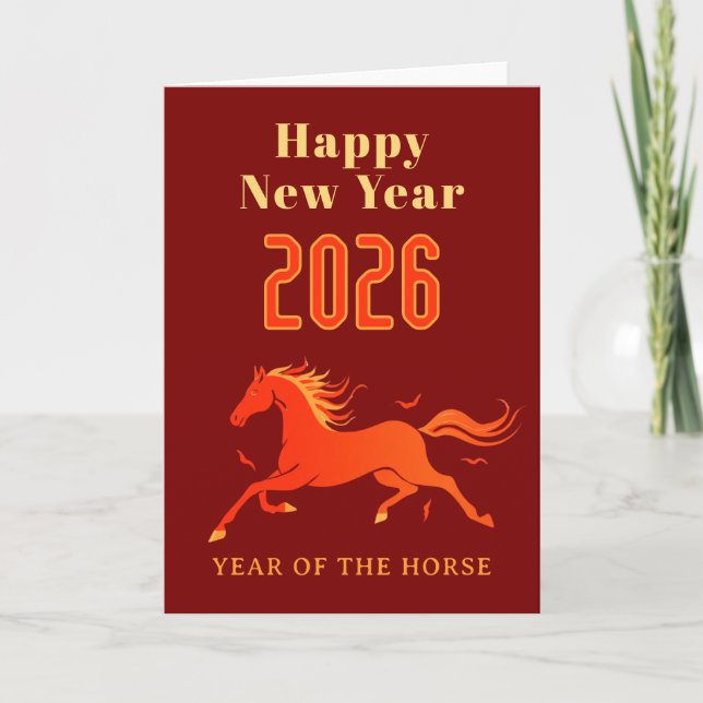 Modernes Chinesisches Pferd Neujahr 2026  Karte (Vorderseite)