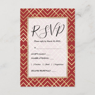 Modernes chinesisches rotes Art Deco Geometrisches Begleitkarte