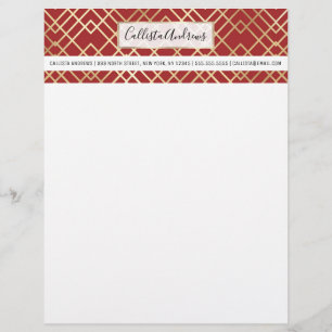 Modernes chinesisches rotes Art Deco Geometrisches Briefbogen