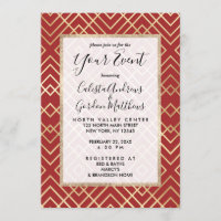 Modernes chinesisches rotes Art Deco Geometrisches