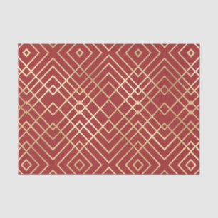 Modernes chinesisches rotes Art Deco Geometrisches Seidenpapier