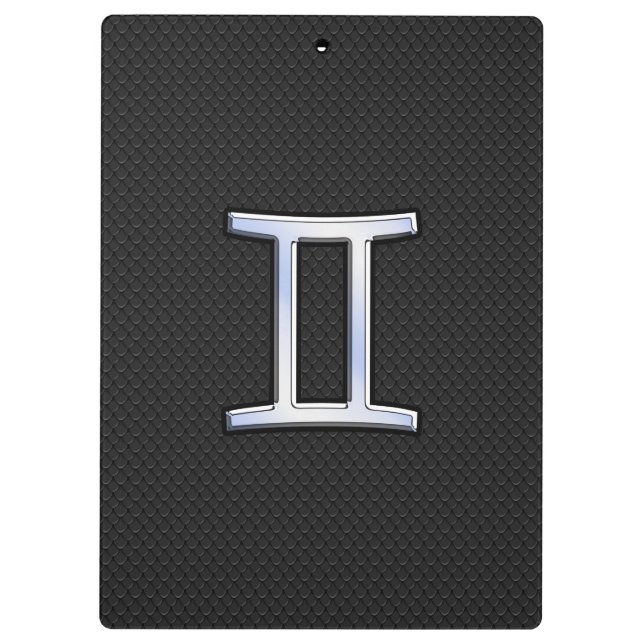 Modernes Chrome wie Gemini Zodiac Symbol Klemmbrett (Rückseite)
