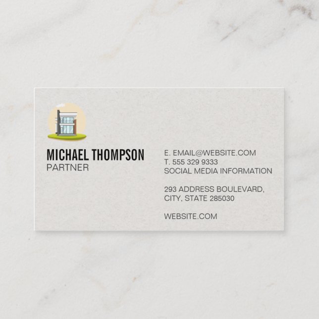 Modernes City-Gebäude-Logo Modernes Haus Visitenkarte (Rückseite)