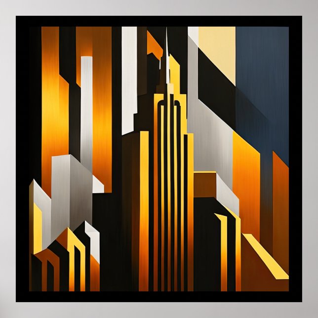 MODERNES CITYSCAPE METROPOLIS ART DESIGN POSTER (Vorne)