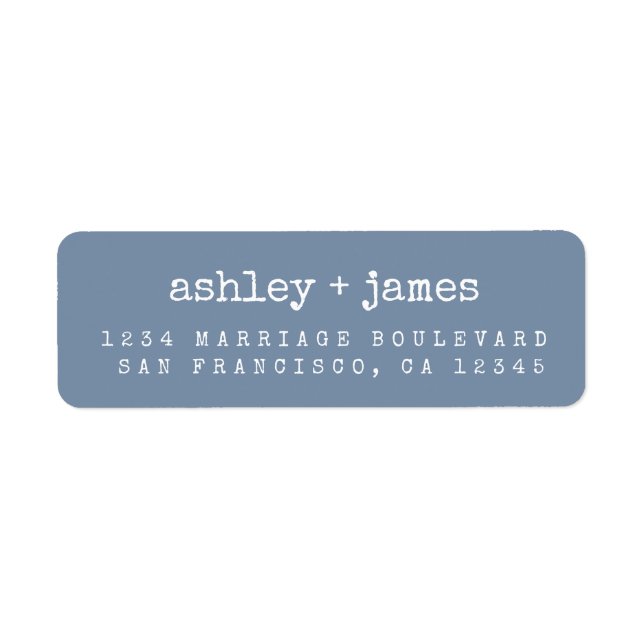 Modernes Classic Blue Wedding Return Label (Vorne)
