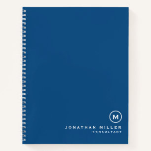 Modernes Classic Blue White Monogram Notizbuch