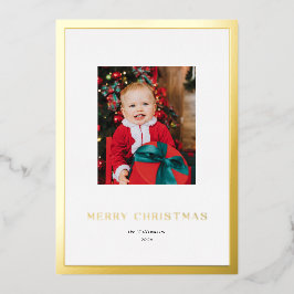Modernes Classic Gold Frame Weihnachts-Foto Folien Feiertagskarte