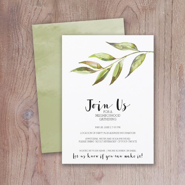 Modernes Cocktail-Party für Wasserfarben Einladung (Modern Watercolor Invitation for a Neighborhood Open House or General Cocktail Party)