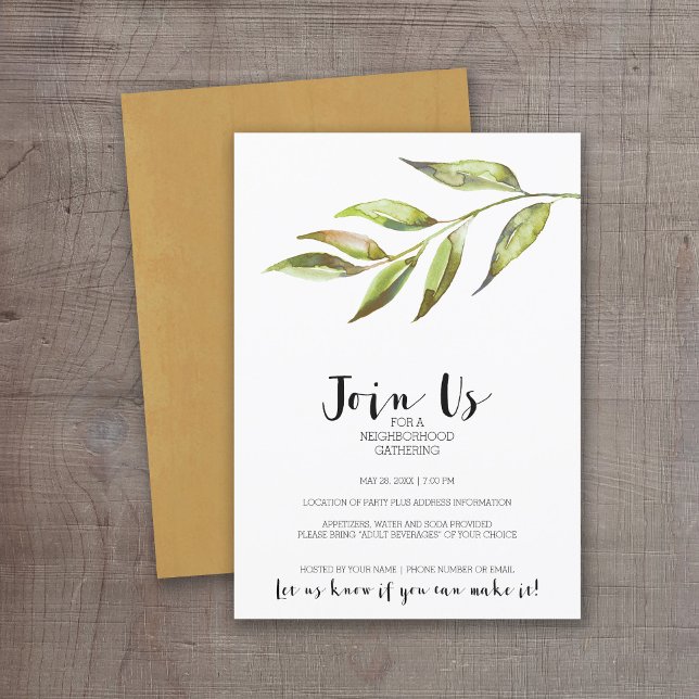 Modernes Cocktail-Party für Wasserfarben Einladung (Modern Watercolor Invitation for a Neighborhood Open House or General Cocktail Party)