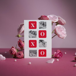 Modernes Collage Couple Foto & Red XOXO Feiertagskarte