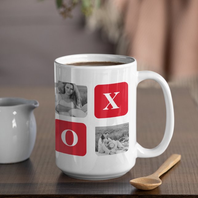 Modernes Collage Couple Foto & Red XOXO Kaffeetasse (Von Creator hochgeladen)