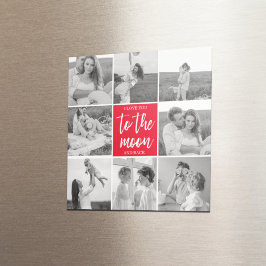 Modernes Collage Couple Foto & to Moon Zitat Magnet