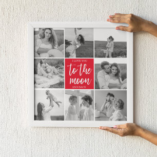 Modernes Collage Couple Foto & to Moon Zitat Poster