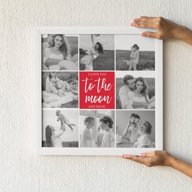 Modernes Collage Couple Foto & to Moon Zitat Poster (Von Creator hochgeladen)