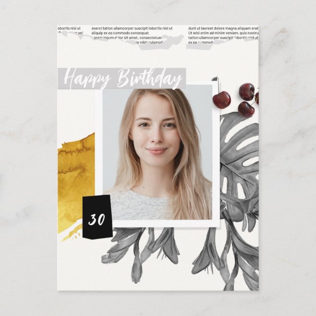 Modernes Collage Custom Foto 30 Geburtstag Postkarte (Vorderseite)
