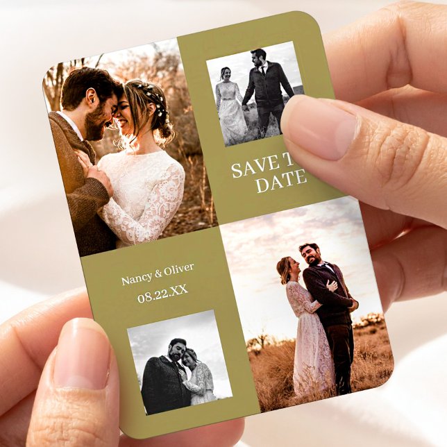 Modernes Collage Einfaches Foto Save the Date Hoch Magnet (Von Creator hochgeladen)