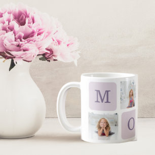 Modernes Collage Foto Beste Mama je Lila Geschenk Kaffeetasse