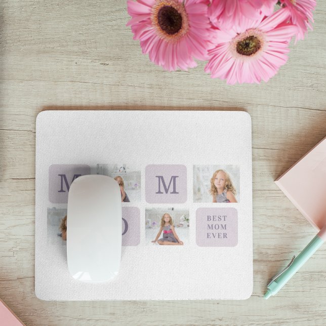 Modernes Collage Foto Beste Mama je Lila Geschenk Mousepad (Von Creator hochgeladen)