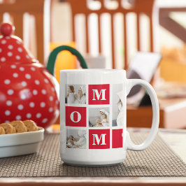 Modernes Collage Foto Beste Mama je Rote Geschenke Kaffeetasse