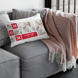 Modernes Collage Foto Beste Mama je Rote Geschenke Lendenkissen