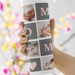 Modernes Collage Foto Beste Mama Rosa & Grau Gesch Thermosbecher