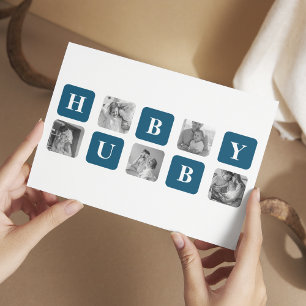 Modernes Collage Foto Blue Best Hubby je Geschenk Feiertagspostkarte