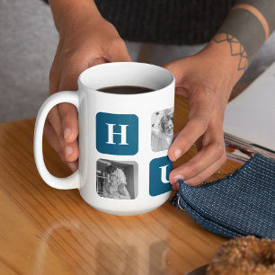 Modernes Collage Foto Blue Best Hubby je Geschenk Kaffeetasse