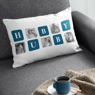 Modernes Collage Foto Blue Best Hubby je Geschenk Lendenkissen