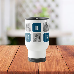 Modernes Collage Foto Blue Best Hubby je Geschenk Reisebecher