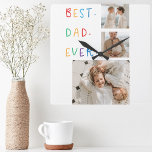 Modernes Collage Foto Farbenfroh Bester Vater je G Quadratische Wanduhr<br><div class="desc">Das "Modern Collage Foto Colorful Best Vater Ever Gift" ist ein personalisiertes und einzigartiges Geschenk für jeden Papa, der es verdient, gefeiert zu werden. Das Geschenk ist ein Collage Foto, das aus mehreren Einzelbildern besteht, die sorgfältig arrangiert wurden, um ein atemberaubendes und auffälliges Design zu schaffen. Das Geschenk ist ein...</div>