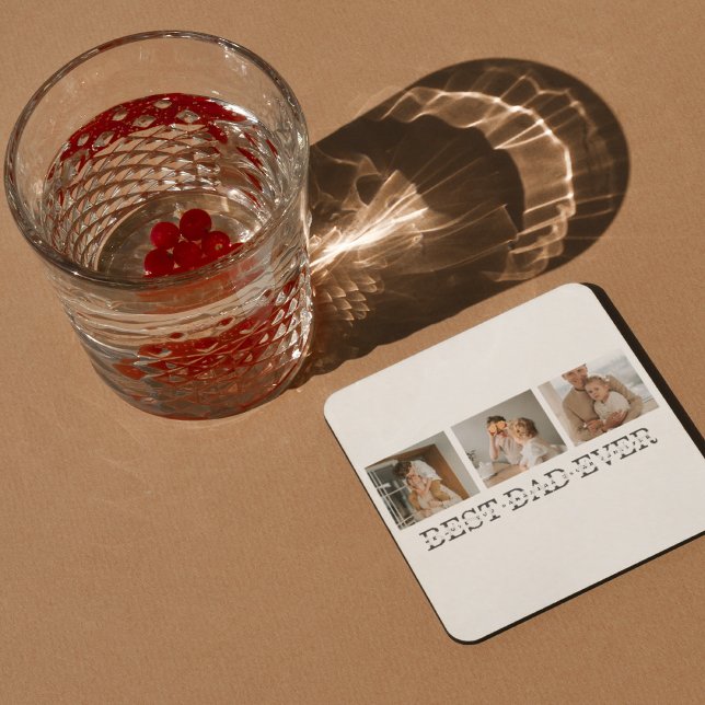 Modernes Collage Foto & Grau Bester Vater je Gesch Rechteckiger Pappuntersetzer (Von Creator hochgeladen)