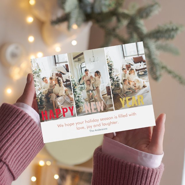 Modernes Collage Foto & Happy New Year Magnetkarte (Von Creator hochgeladen)