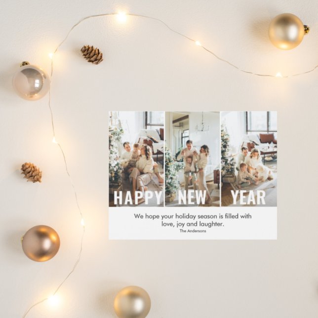 Modernes Collage Foto & Happy New Year Magnetkarte (Von Creator hochgeladen)