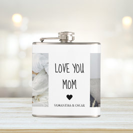 Modernes Collage Foto Liebe Mama Bestes Geschenk Flachmann