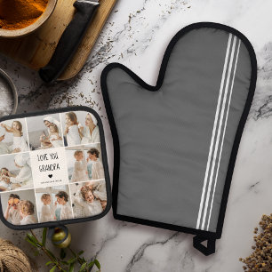 Modernes Collage Foto Liebe Opa Bestes Geschenk Ofenhandschuh & Topflappen-Set