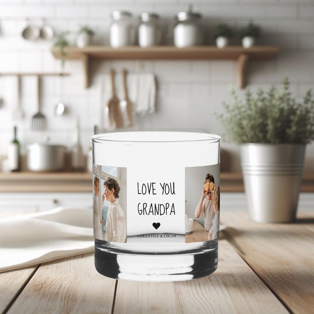 Modernes Collage Foto Liebe Opa Bestes Geschenk Whiskyglas (Von Creator hochgeladen)