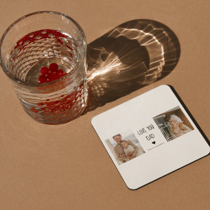 Modernes Collage Foto & Liebe Sie Vater Geschenk Rechteckiger Pappuntersetzer