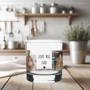 Modernes Collage Foto & Liebe Sie Vater Geschenk Whiskyglas