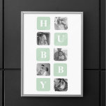 Modernes Collage Foto Minze Bestes Hubby-Geschenk Poster<br><div class="desc">Das moderne Collage Foto Mint Best Hubby Geschenk ist eine personalisierte Geschenkidee für Ehemänner, die die Schönheit einer Foto-Collage mit dem Charme eines Minzrahmens verbindet. Dieses einzigartige Geschenk ist dazu gedacht, die unvergesslichsten Momente zu zeigen, die das Paar gemeinsam hat, wie z.B. ihren Hochzeitstag, romantische Termine, Ferien und andere wichtige...</div>