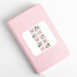 Modernes Collage Foto & Pastell Pink Mommy Geschen Quadratischer Aufkleber