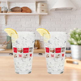 Modernes Collage Foto Rot & Rosa Beste Mama je Ges Glas