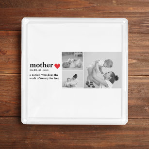 Modernes Collage Foto & Text Red Heart Mother Gift Acryl Tablett