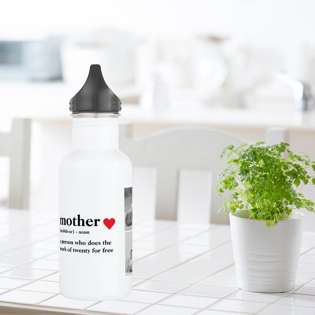 Modernes Collage Foto & Text Red Heart Mother Gift Edelstahlflasche (Von Creator hochgeladen)