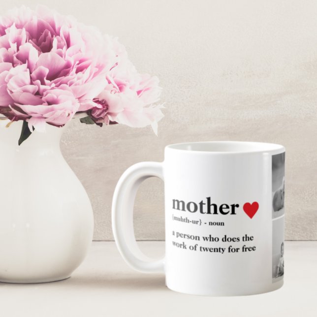 Modernes Collage Foto & Text Red Heart Mother Gift Kaffeetasse (Von Creator hochgeladen)