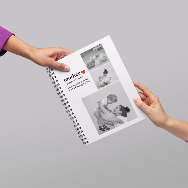 Modernes Collage Foto & Text Red Heart Mother Gift Notizblock (Von Creator hochgeladen)