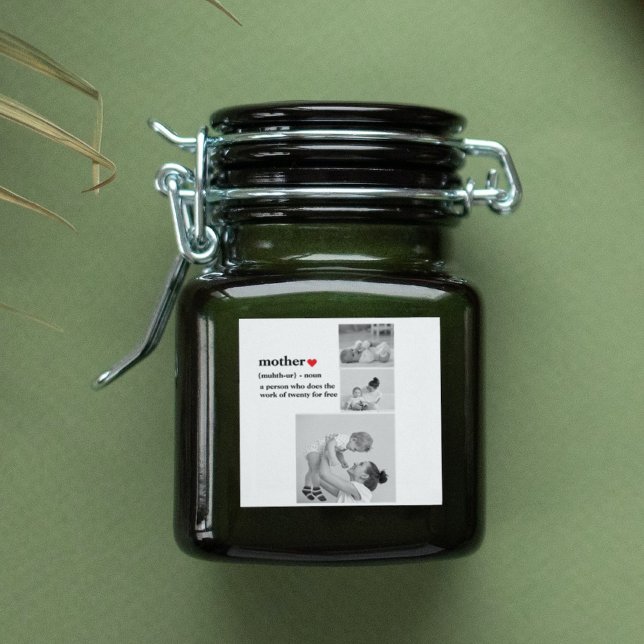 Modernes Collage Foto & Text Red Heart Mother Gift Quadratischer Aufkleber (Von Creator hochgeladen)