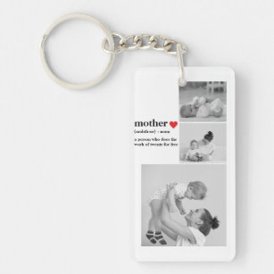 Modernes Collage Foto & Text Red Heart Mother Gift Schlüsselanhänger